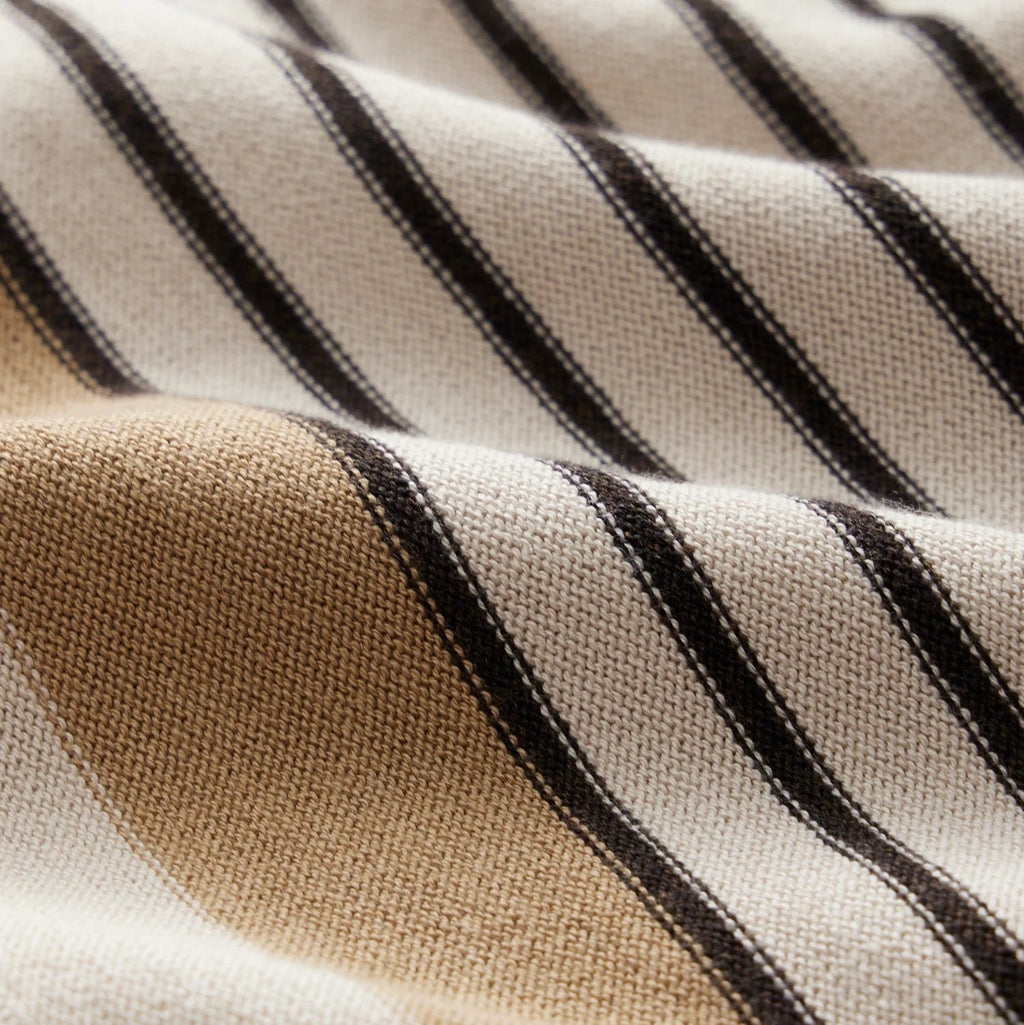 Men's striped knitted polo shirt with short sleeves and button front