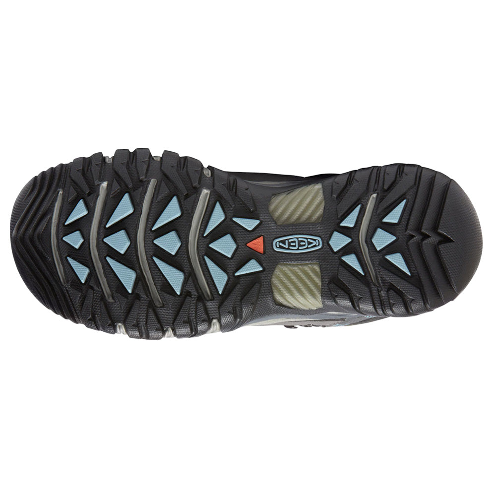 Olive green and grey lace-up hiking boots with padded ankle collars and treaded soles