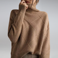 Women's geometric turtleneck jumper with long sleeves and diamond panel detailing