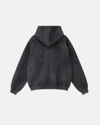 Graphic zip-up hoodie with hood, chest artwork and front pouch pockets