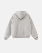 Graphic zip-up hoodie with hood, chest artwork and front pouch pockets