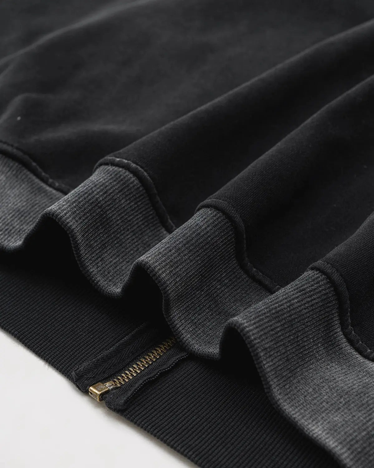 Black men's hooded zip-up hoodie with contrasting chest and sleeve stripes