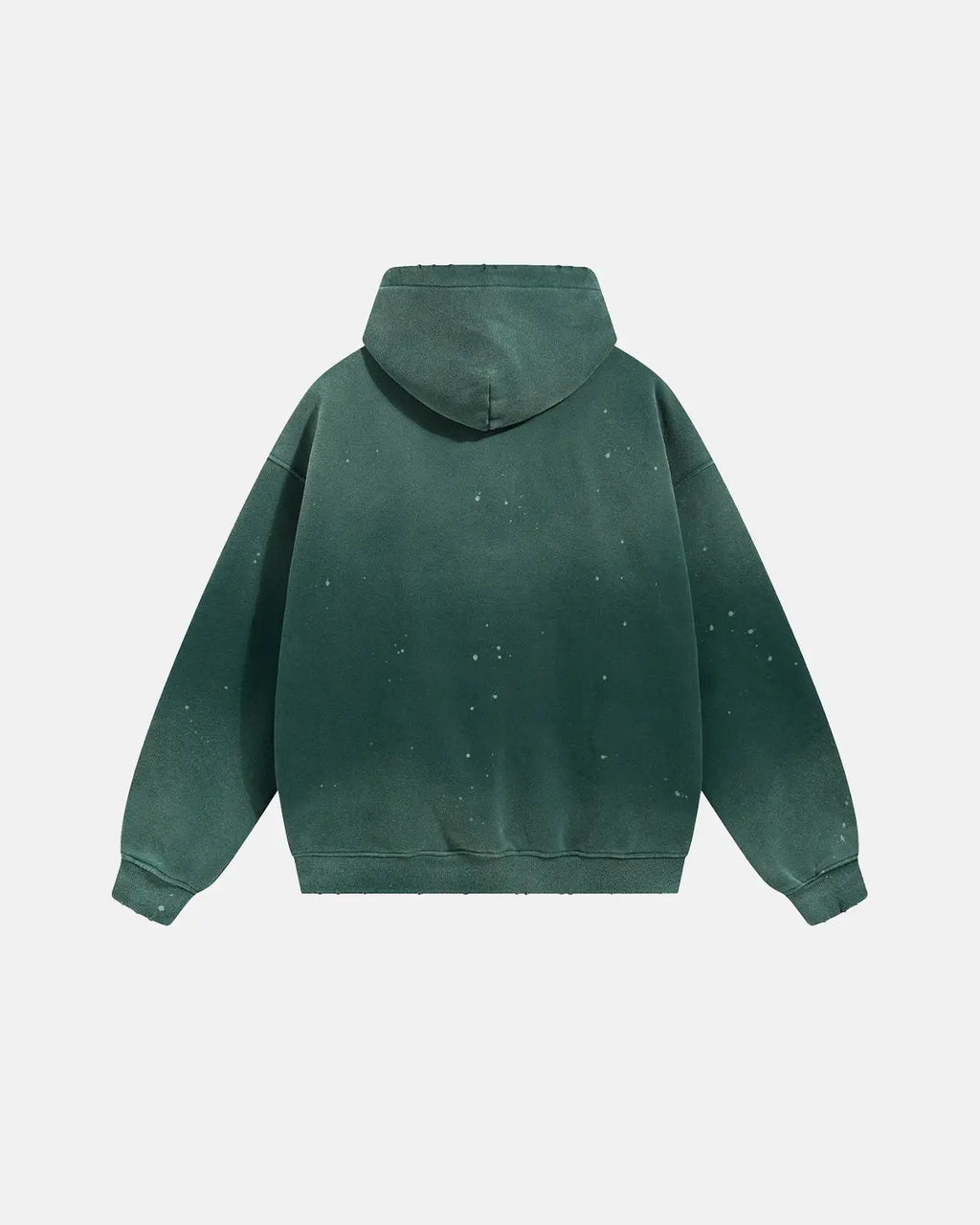 Unisex acid-washed splatter hoodie with hood, long sleeves and kangaroo pocket