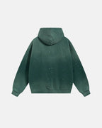 Unisex acid-washed splatter hoodie with hood, long sleeves and kangaroo pocket