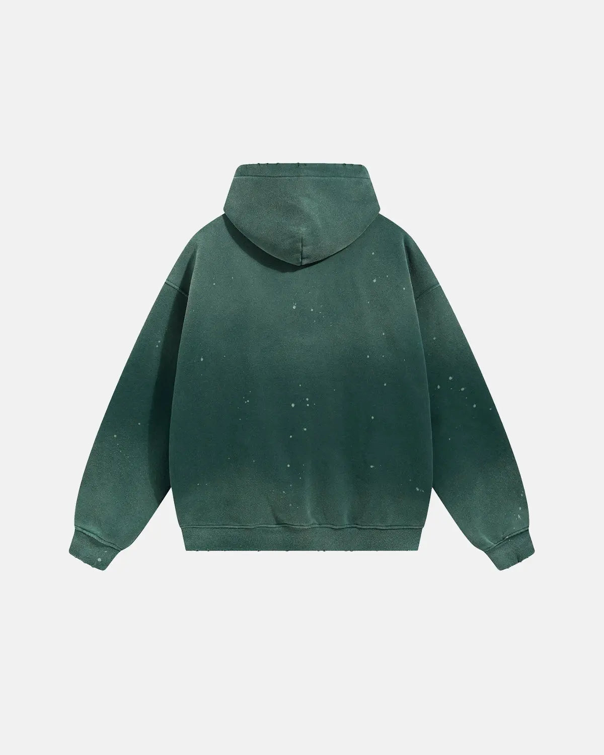 Unisex acid-washed splatter hoodie with hood, long sleeves and kangaroo pocket