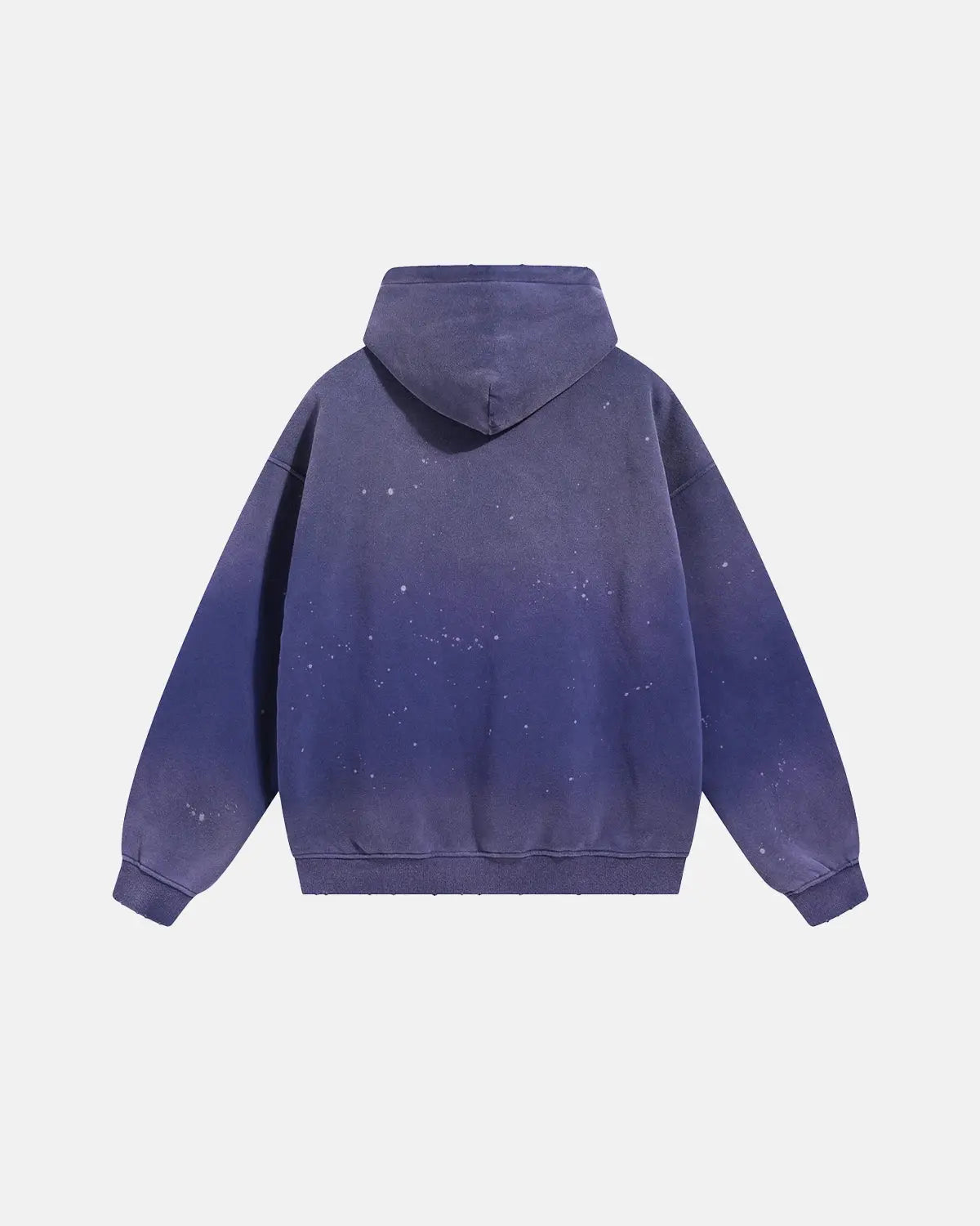 Unisex acid-washed splatter hoodie with hood, long sleeves and kangaroo pocket