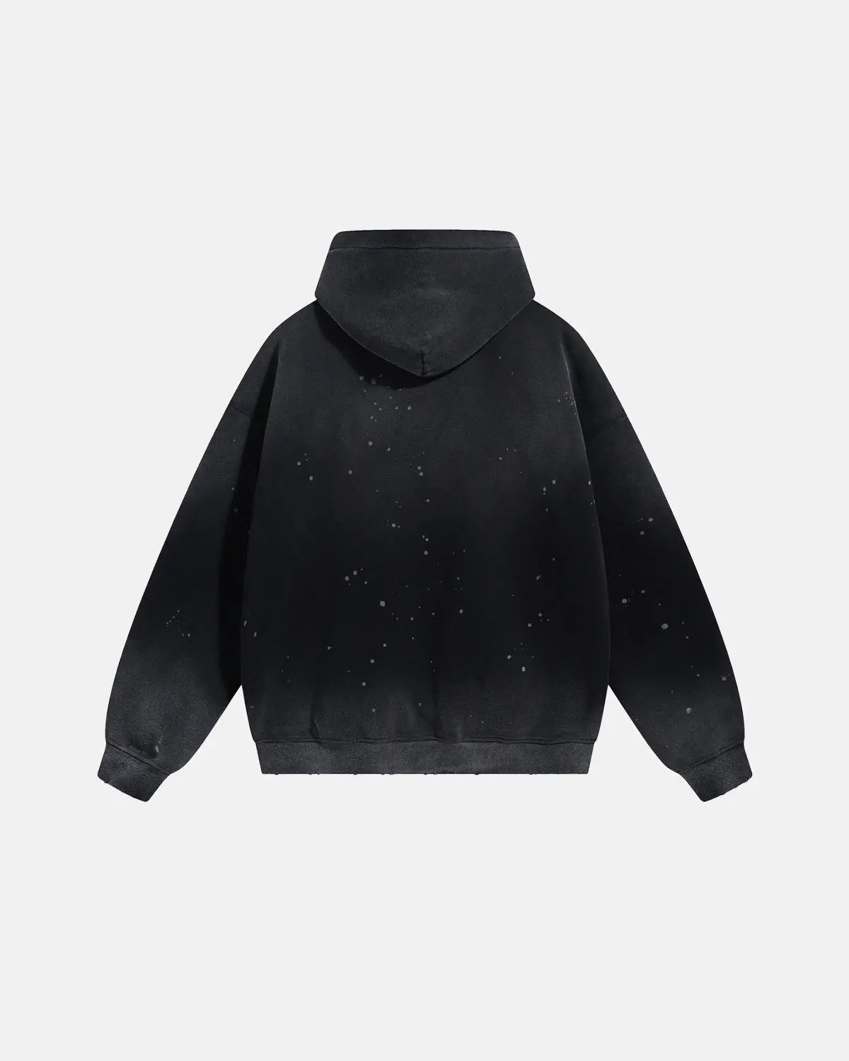 Unisex acid-washed splatter hoodie with hood, long sleeves and kangaroo pocket