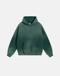Unisex acid-washed splatter hoodie with hood, long sleeves and kangaroo pocket