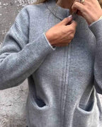 Women's textured knit cardigan with zip front and patch pockets