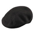 Black Kangol 504 flat cap with curved peak and embroidered logo
