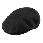 Black Kangol 504 flat cap with curved peak and embroidered logo