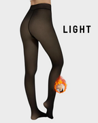 Women's semi-transparent high-waisted footed tights with a single back seam