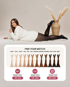 Women's semi-transparent high-waisted footed tights with a single back seam