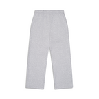 Men's grey wide-leg fleece sweatpants shown with trainers