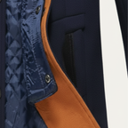 Men's structured stand collar overcoat with long sleeves, button front and multiple pockets