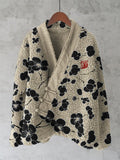 Women's floral cardigan with shawl collar and wrap front