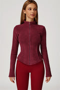 Women's fitted fleece jacket with high neck and front zip