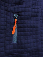 Men's textured long-sleeve polo sweater with button placket and sleeve zip pocket