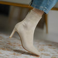 Women's pointed toe ankle boots with high stiletto heels and side zippers