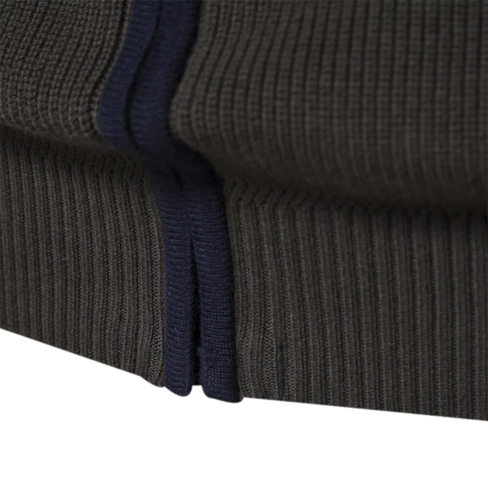 Men's colour-block striped cardigan with mock neck and front zip