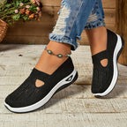 Women's slip-on trainers with textured openwork upper and white wedge sole