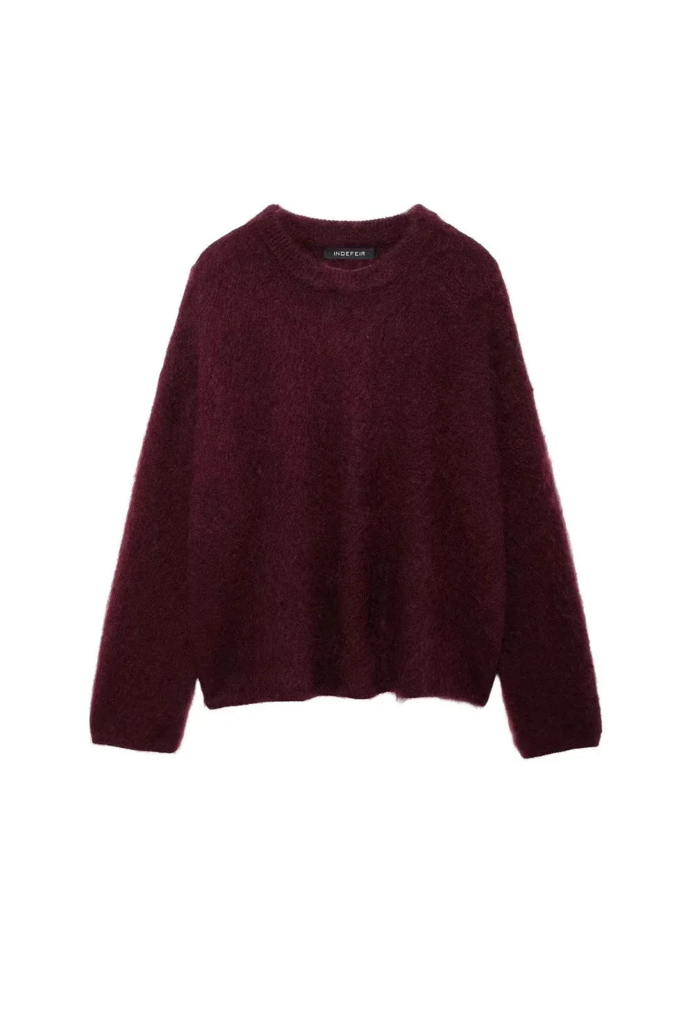 Women's relaxed crew neck jumper with long sleeves and ribbed trims