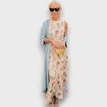 Women's sleeveless floral maxi dress and long cardigan set