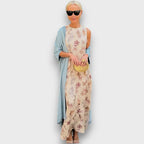 Women's sleeveless floral maxi dress and long cardigan set