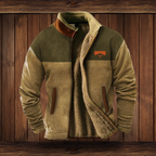 Men's jacket with a stand collar, full zip and patterned long sleeves