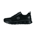 Black women's lace-up trainers with textured panels and chunky flat soles