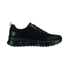 Black women's lace-up trainers with textured panels and chunky flat soles