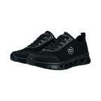 Black women's lace-up trainers with textured panels and chunky flat soles