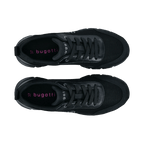 Black women's lace-up trainers with textured panels and chunky flat soles