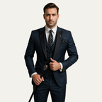Men's three-piece suit with blazer, waistcoat and trousers