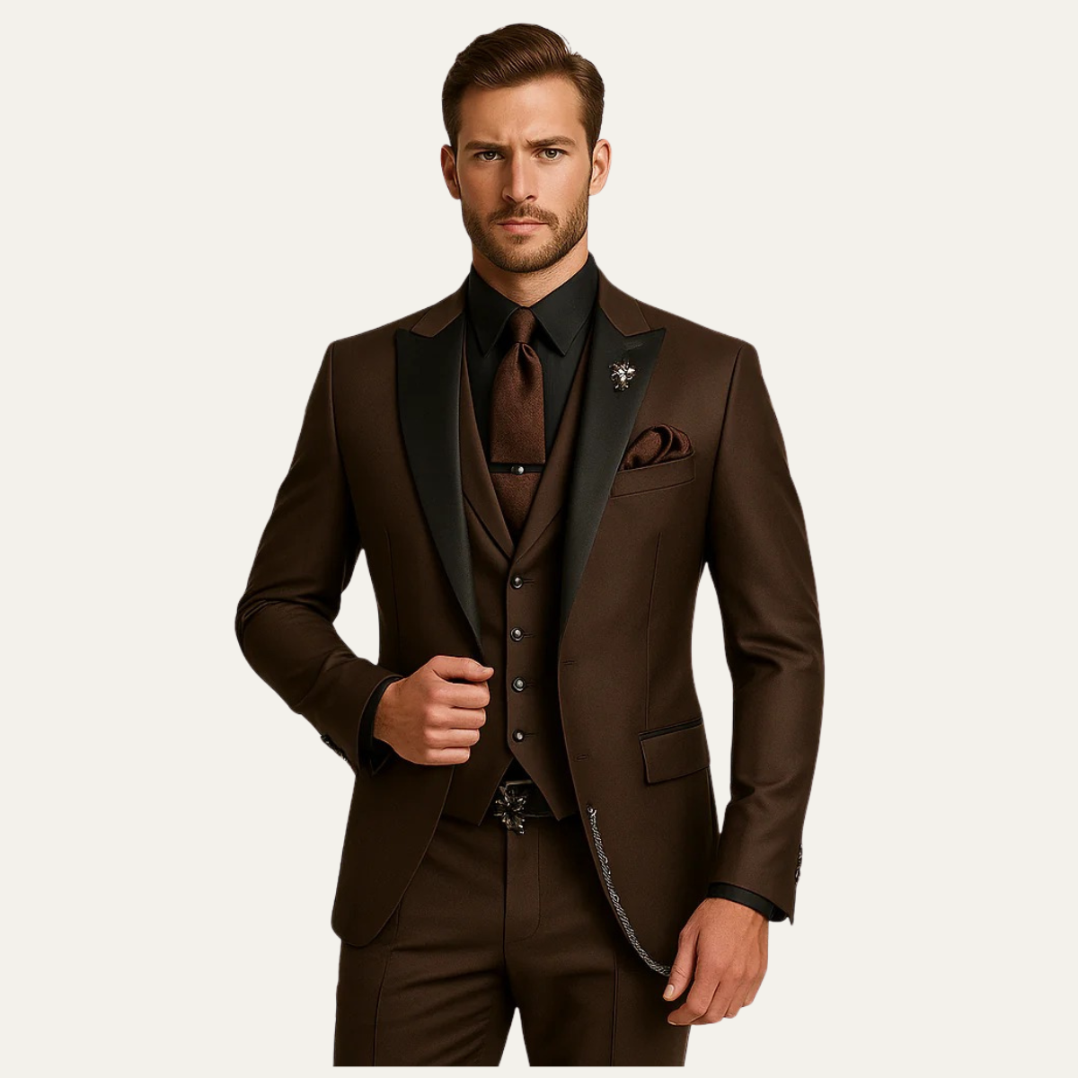 Men's three-piece suit with blazer, waistcoat and trousers