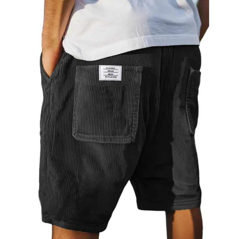 Men's corduroy shorts with elasticated waist and large utility pockets