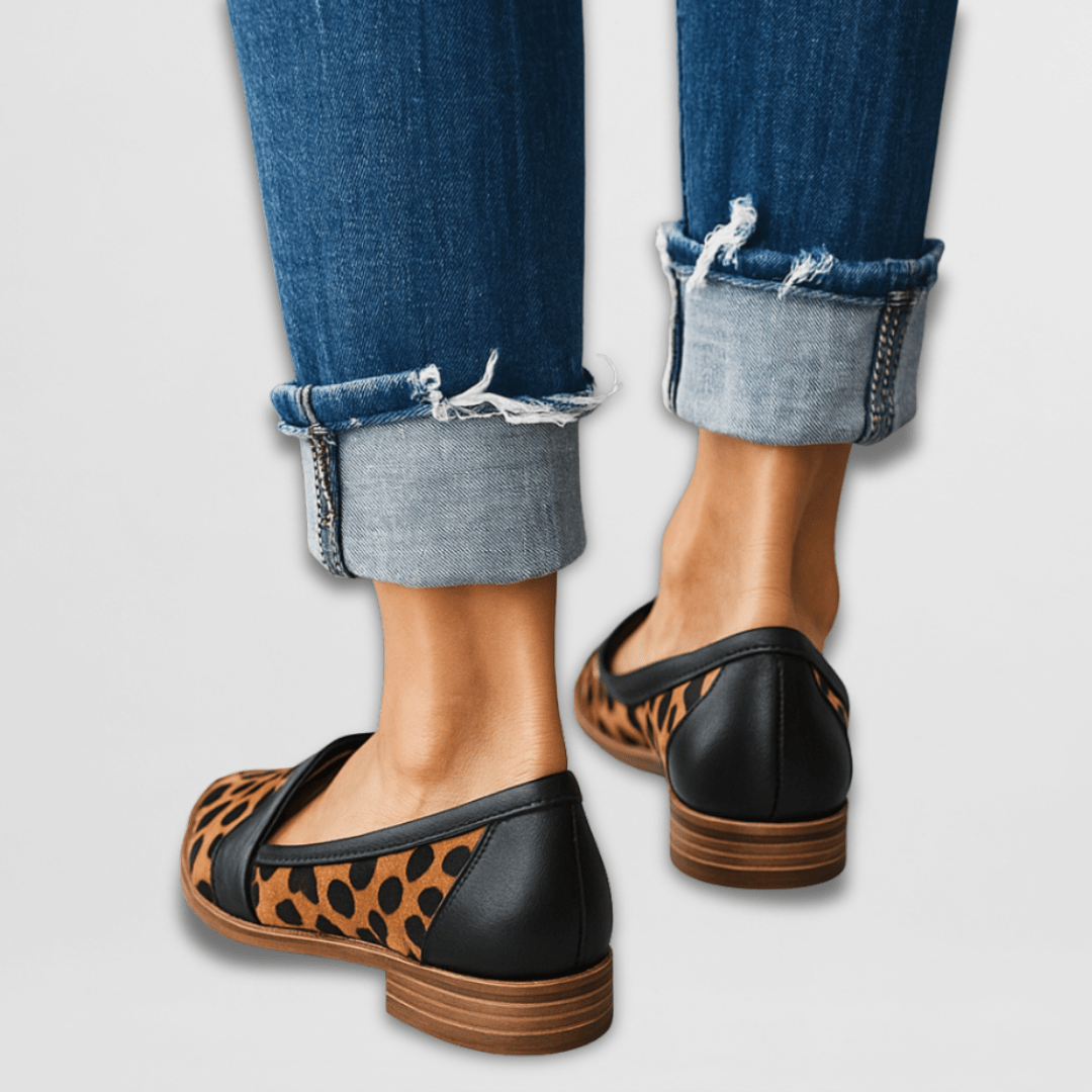 Women's pointed toe loafers with penny straps and low heels