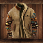 Men's jacket with a stand collar, full zip and patterned long sleeves