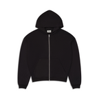 Men's black zip-up hoodie with hood, long sleeves and front kangaroo pocket