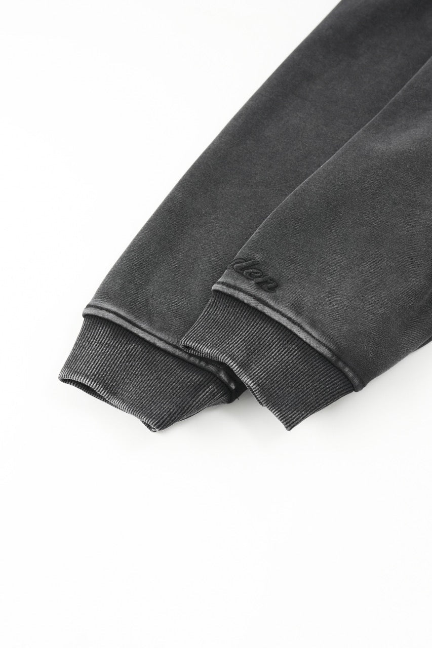 Men's black full-zip hoodie with hood, long sleeves and front pockets