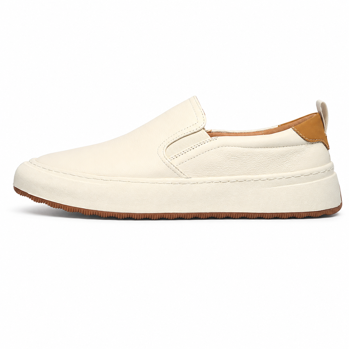 Slip-on loafers with contrast soles, stitched panels and rear pull tabs