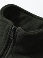Men's fleece jacket with stand collar, long sleeves and full zip front