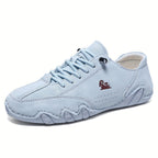 Panelled lace-up sneakers with rounded toes and chunky segmented soles