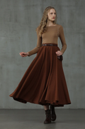 Women's full flared midi skirt with high waistband