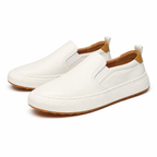 Slip-on loafers with contrast soles, stitched panels and rear pull tabs