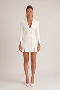 Women's double-breasted blazer mini dress with long sleeves and notched lapels