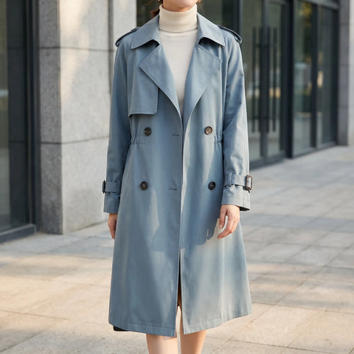 Acleris  - Mid-Length Double-Breasted Trench Coat Daily Urban Commutes