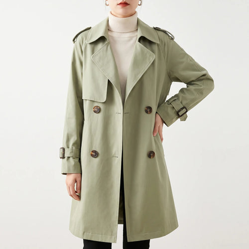 Acleris  - Mid-Length Double-Breasted Trench Coat Daily Urban Commutes