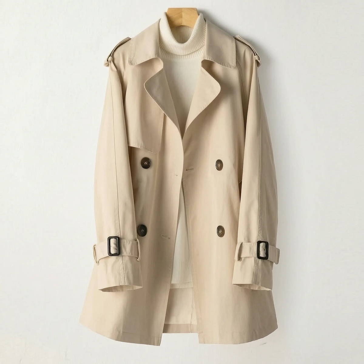 Acleris  - Mid-Length Double-Breasted Trench Coat Daily Urban Commutes
