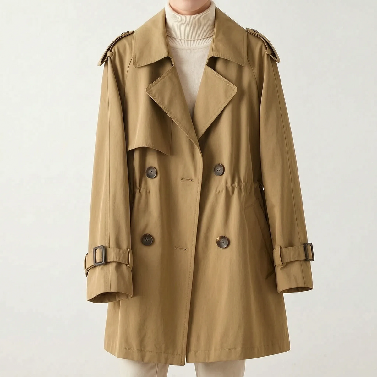 Acleris  - Mid-Length Double-Breasted Trench Coat Daily Urban Commutes